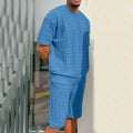 Men's loose hippie summer shirt and shorts set in polyester, available in five colours and sizes S to 3XL