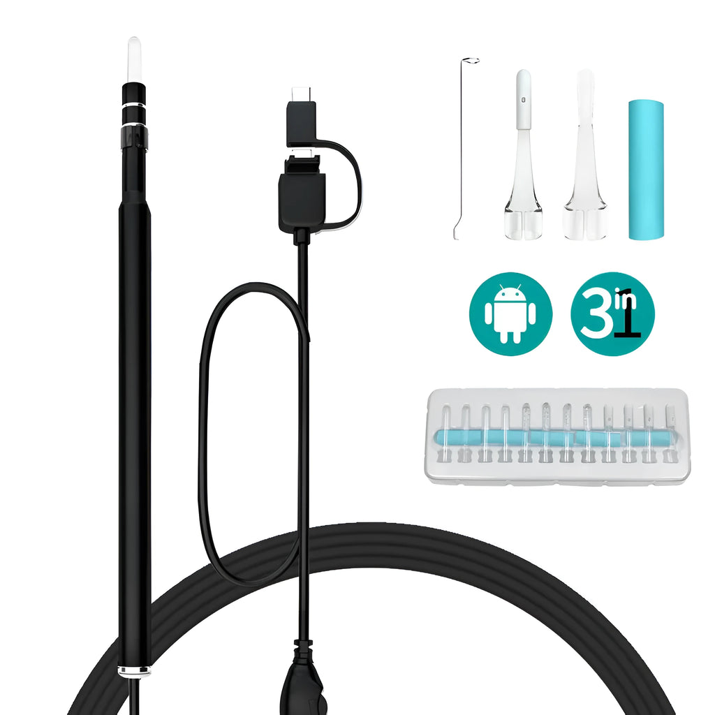 5.5mm three-in-one ear spoon visual ear endoscope with 1m cable and LED light