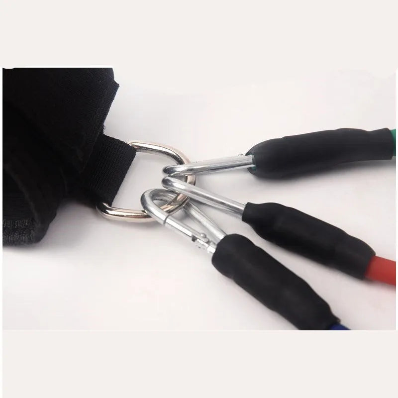 Black Taekwondo leg pull rope set for explosive force training with adjustable tension