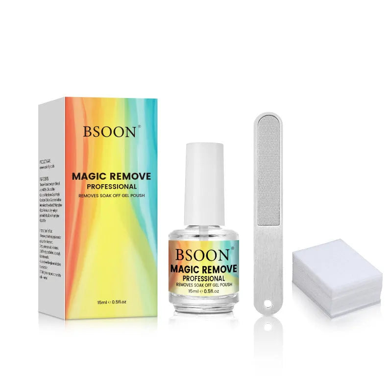 Nail dispergator 15ml bottle with cotton cloth for removing fake nails and nail polish glue