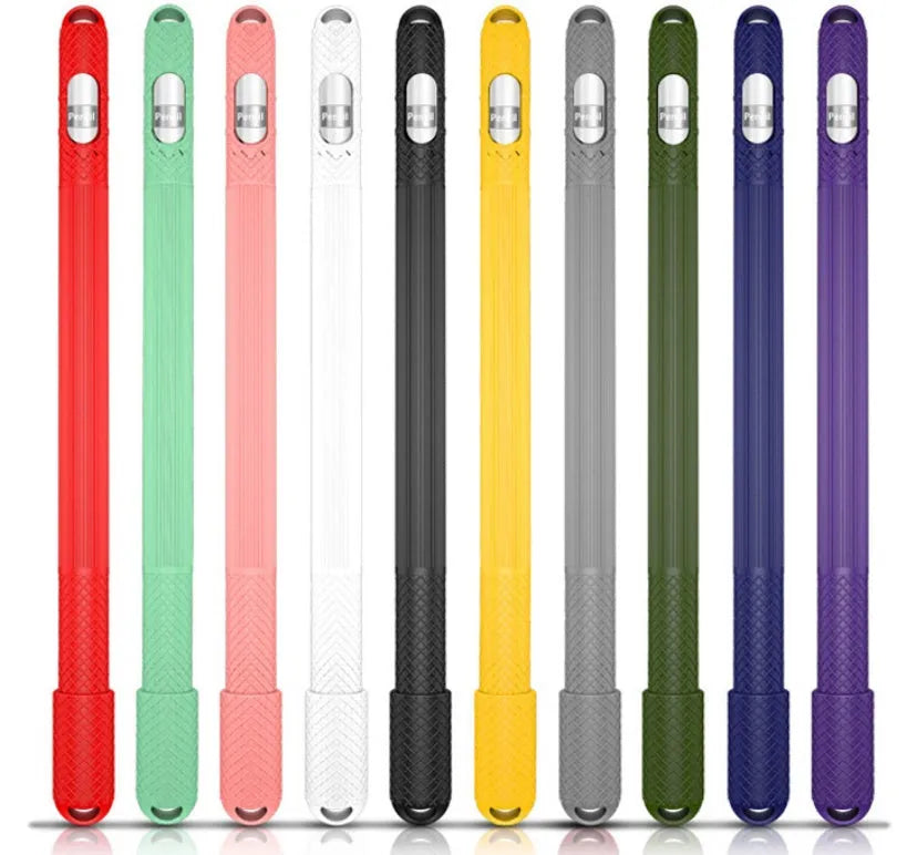 Silicone protective cover set for Apple Pencil 2 in peppermint green with storage case, showing non-slip grip design and magnetic charging compatibility