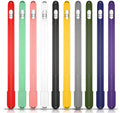 Silicone protective cover set for Apple Pencil 2 in peppermint green with storage case, showing non-slip grip design and magnetic charging compatibility