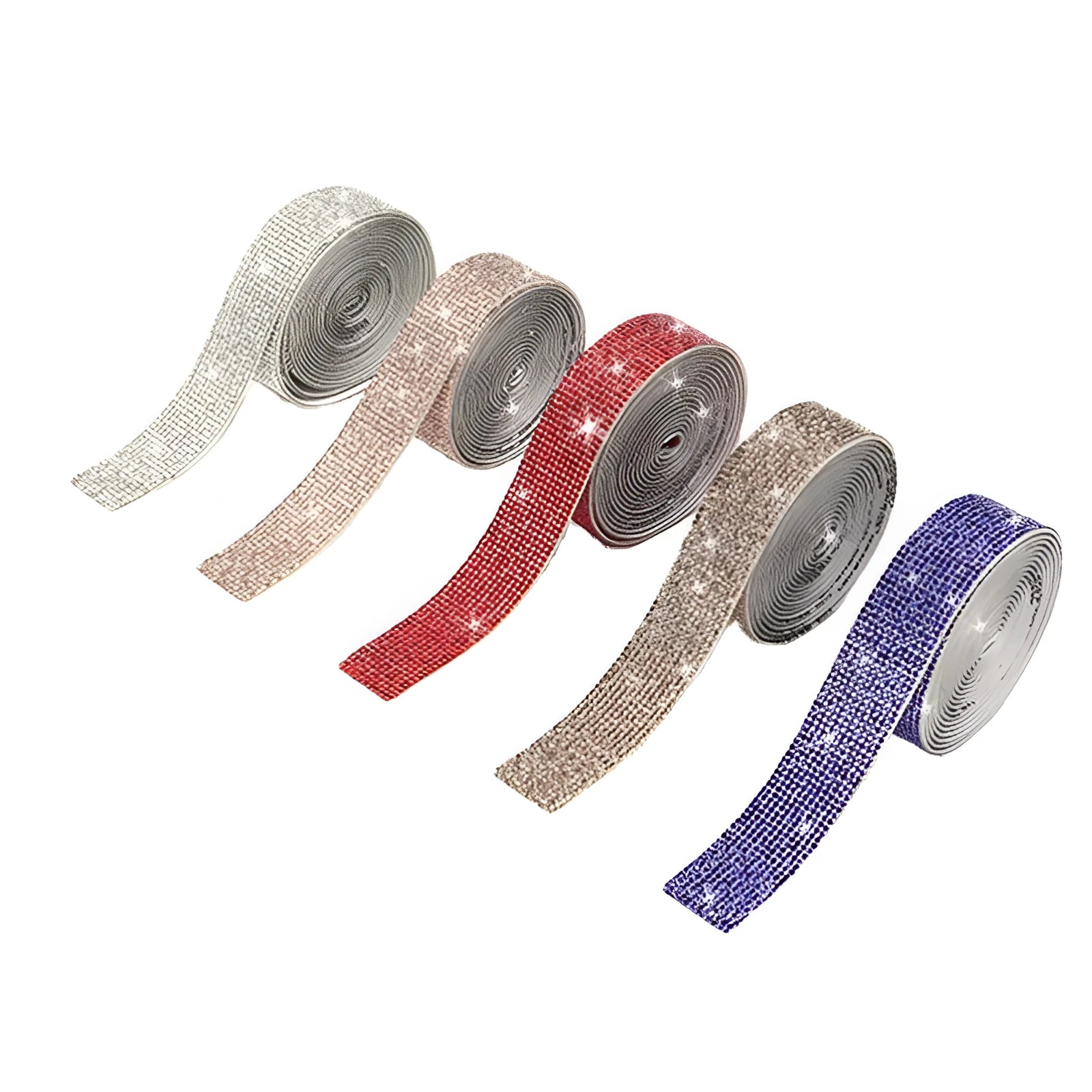 Self-adhesive glass water drill strip on a 1-yard roll for clothing and shoe decoration.