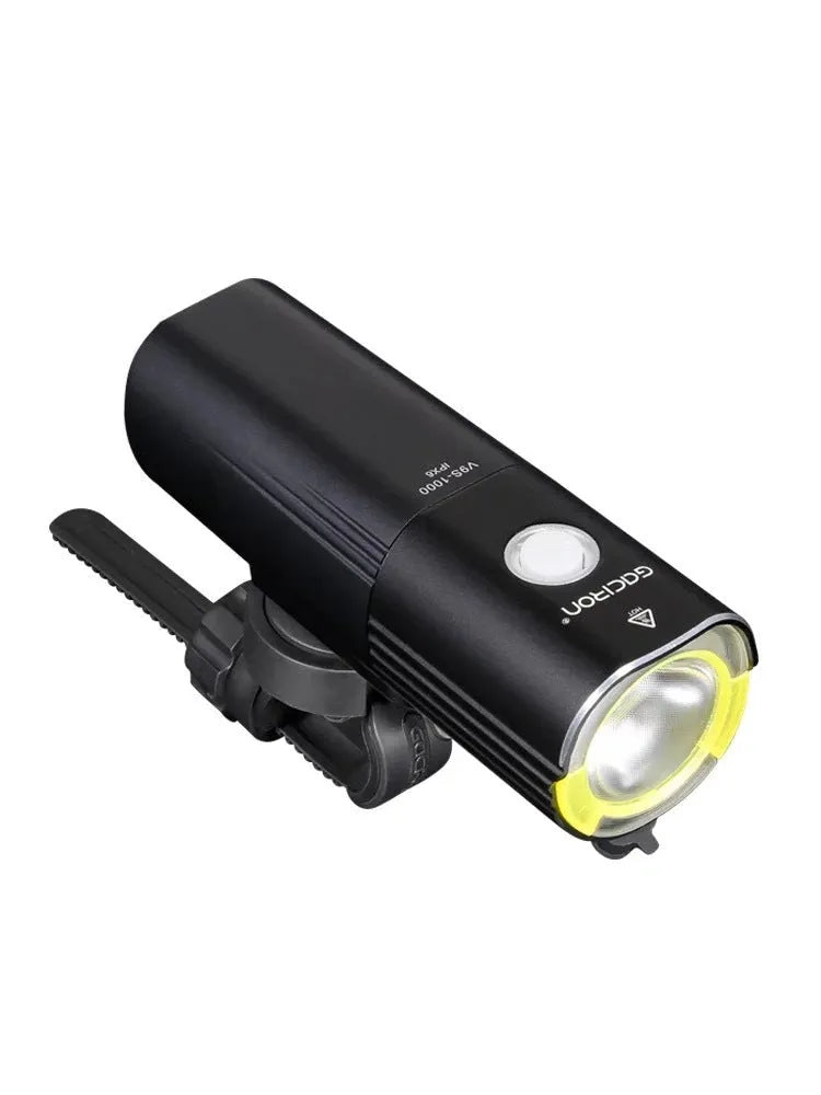 Waterproof bicycle headlight 1600 lumens with power bank, aluminium body, USB rechargeable, handlebar mount