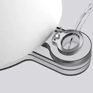 White desktop bladeless fan with USB humidification, 3 speed settings, and LED light on a desk