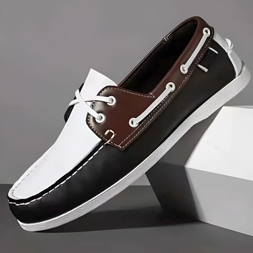 Men's flat heel casual shoes with round toe and artificial PU upper in solid colour options