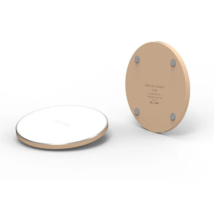 Ultra-thin 98mm square wireless charging pad in black, red, white, and yellow colour options