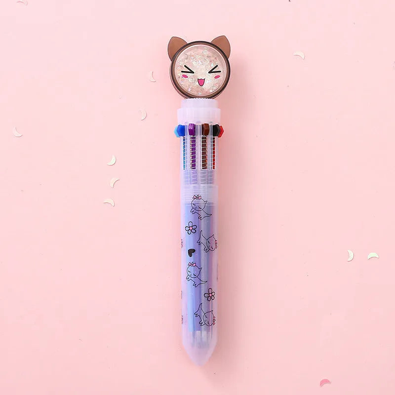 Cute cat design mechanical pencil with 10 colours and 0.5mm lead