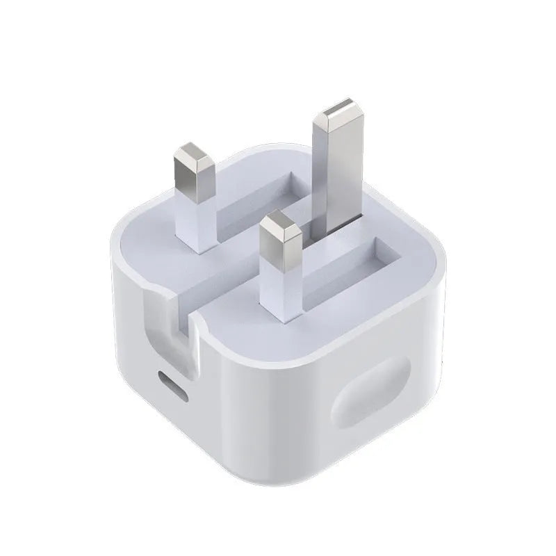 White British 20W USB-C PD fast charger with multiple cable length options including 1m, 1.5m, and 2m
