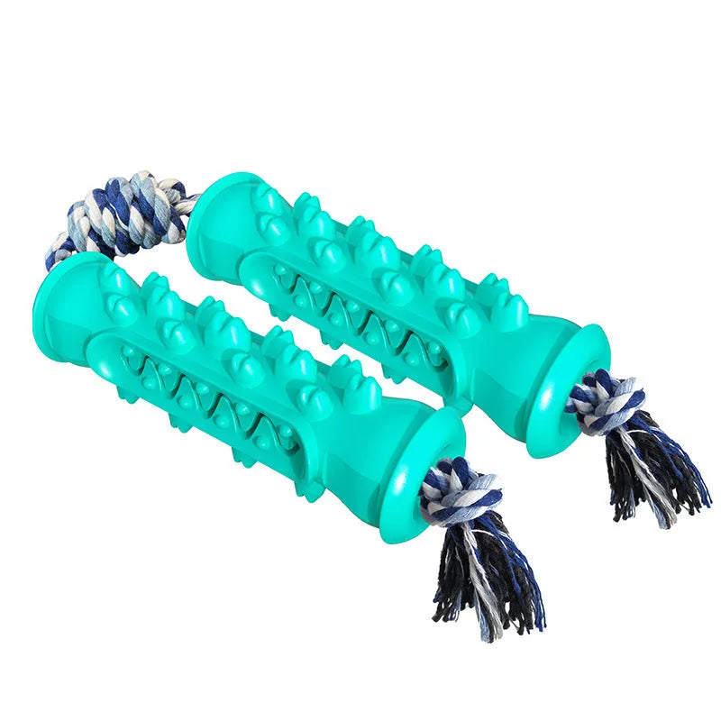Pet chew-resistant teeth cleaning stick made from nylon and TPR in blue colour