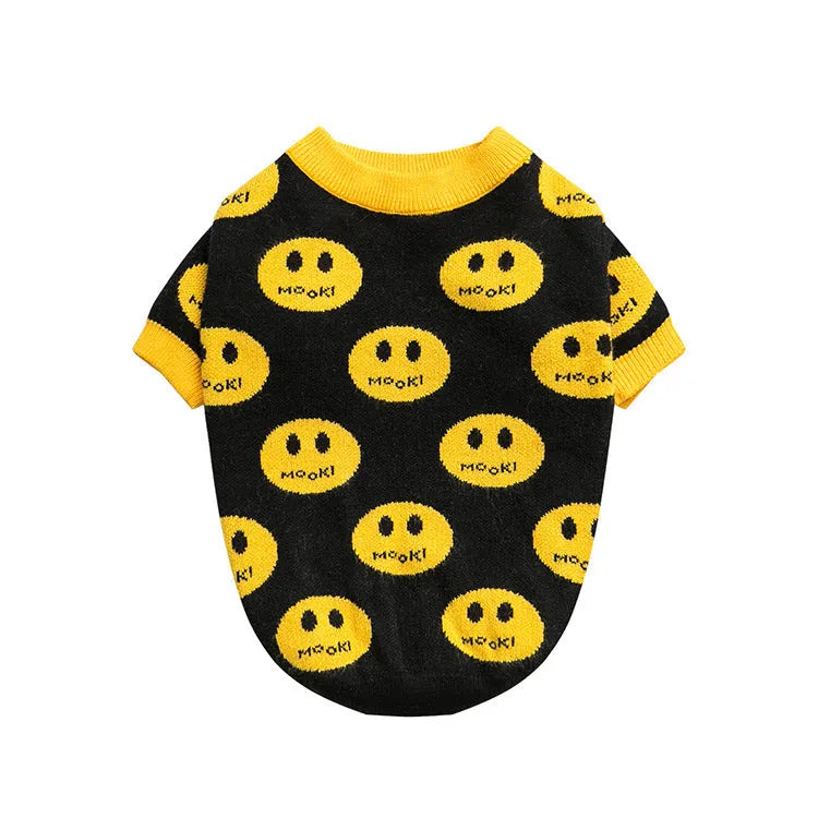 MK9 smile wool pet sweater in black, casual dog and cat clothes, sizes XXS to XXL