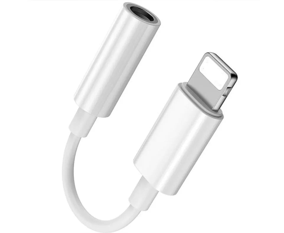 White lightning to 3.5mm audio adapter for iPhone with gold-plated connector