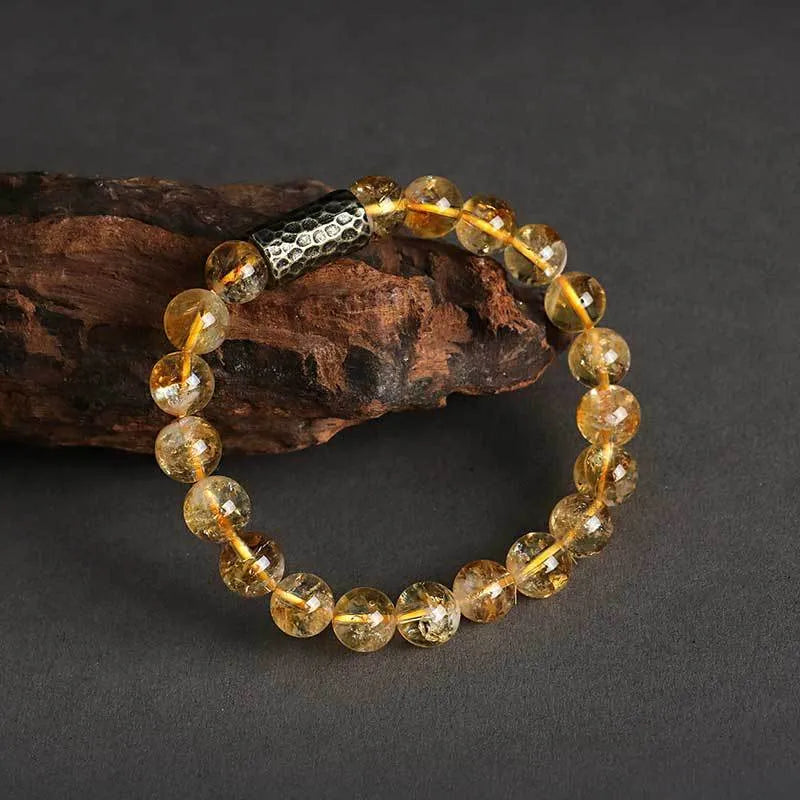Yellow tower crystal double ring bracelet with manual processing and unisex retro design