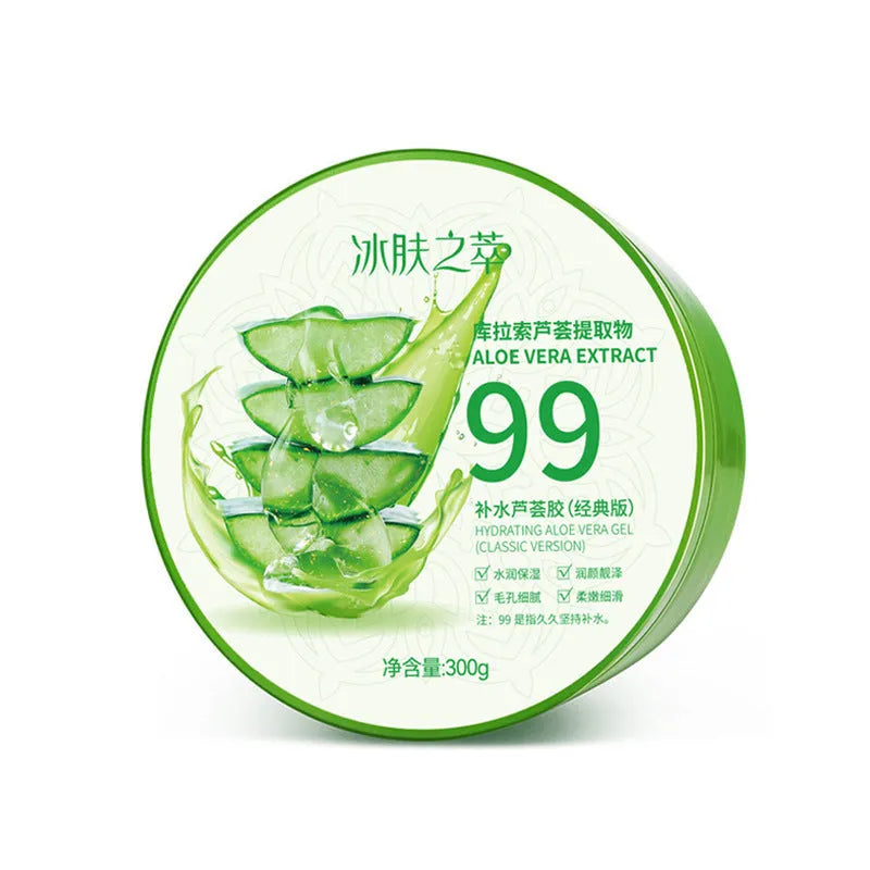 300g aloe vera gel in white pump bottle with green accents