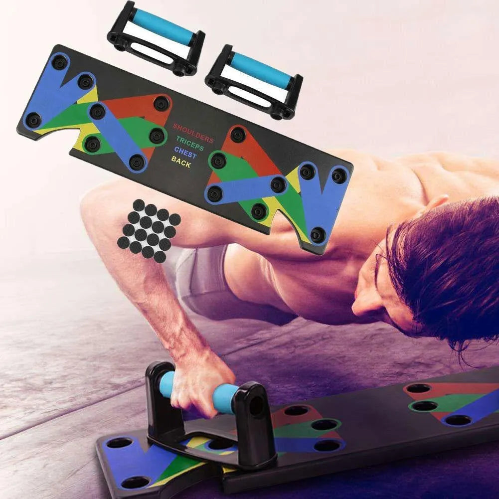 Power Press Push Up Board Nine System in ABS plastic with colour-coded positions for chest, shoulders, back and triceps