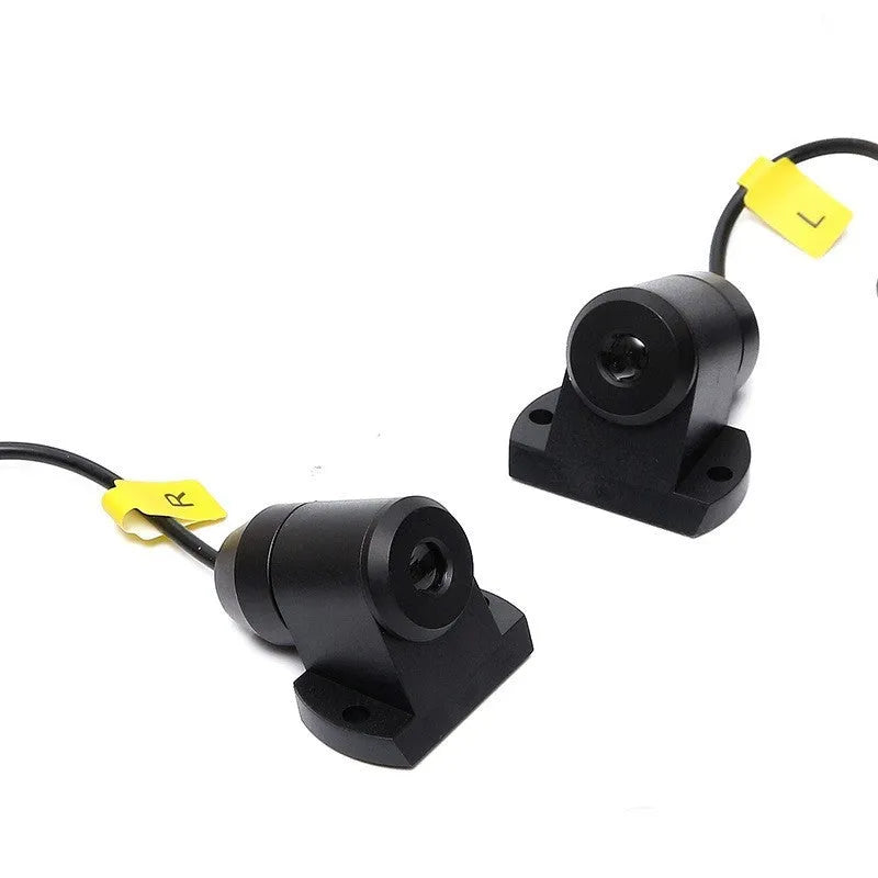 Motorcycle chassis ambience light in aviation aluminium alloy housing with blue LED glow, mounted on bike underside