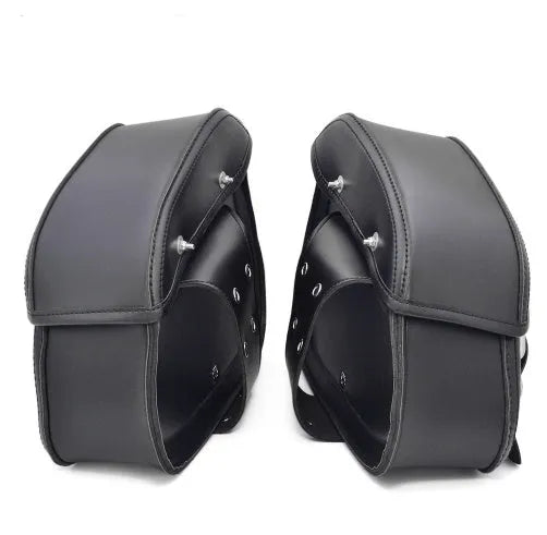 Black PU leather motorcycle saddlebags side storage pouches for Harley cruiser 28x18x12cm