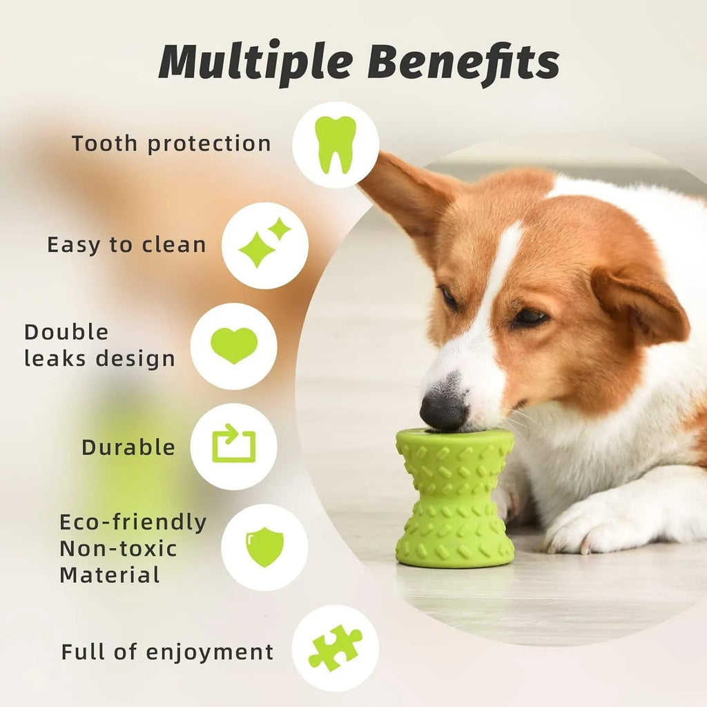 Blue natural rubber hollow dog bone treat dispensing toy for aggressive chewers.