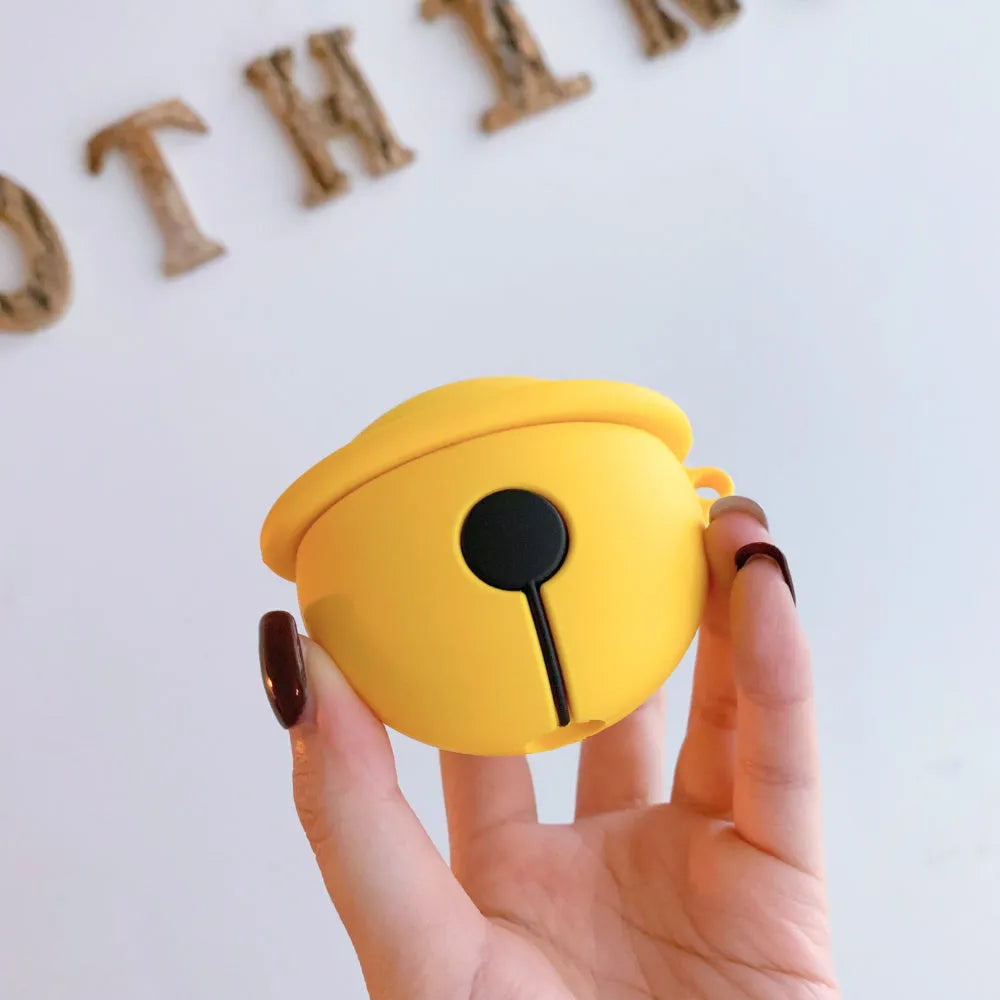 Yellow silicone bell-shaped protective case for AirPods 1st and 2nd generation wireless earbuds