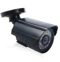 Black AHD HD waterproof surveillance camera with fixed lens and infrared LEDs for night vision.