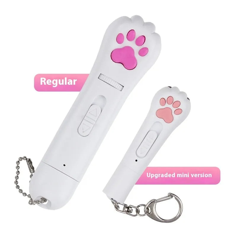 Rechargeable cat teasing stick with multiple light patterns in pink colour option