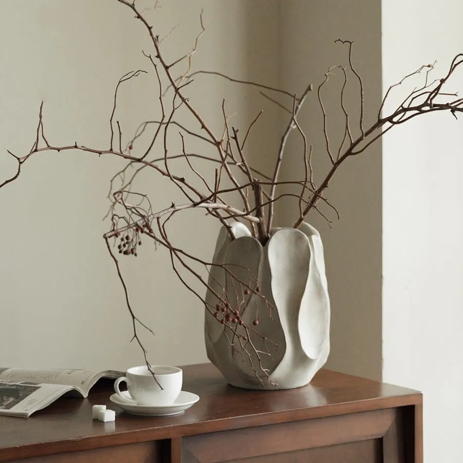 Irregular ceramic art vase in high and low style options for flower arrangements