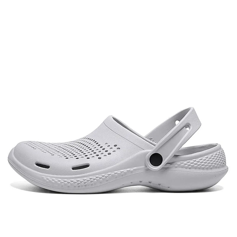 Men's soft bottom beach slippers with EVA upper in five colour options, casual slip-on design