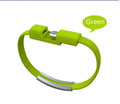 Green bracelet data cable 20cm with alloy port for iPhone, worn on wrist