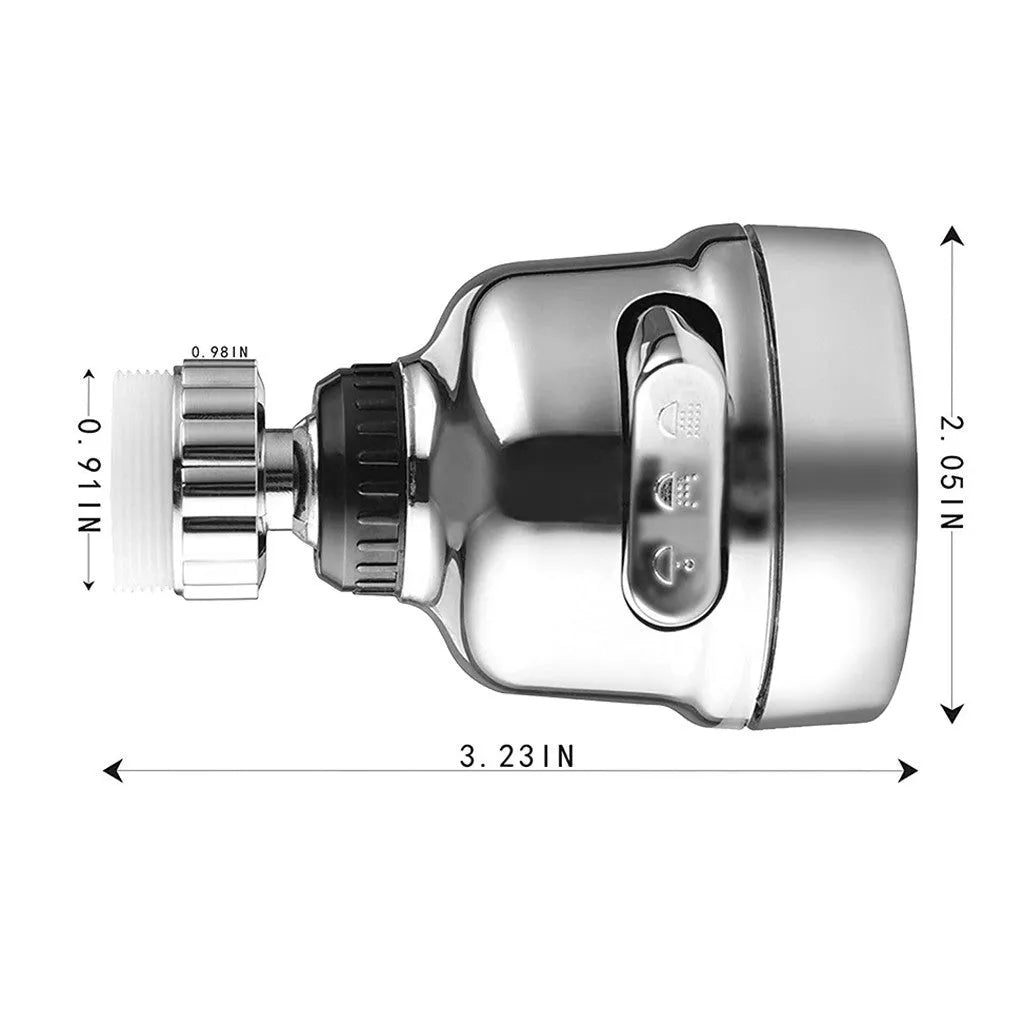 White and grey ABS faucet booster shower attachment with 3-mode spray and 360-degree rotation on round kitchen tap
