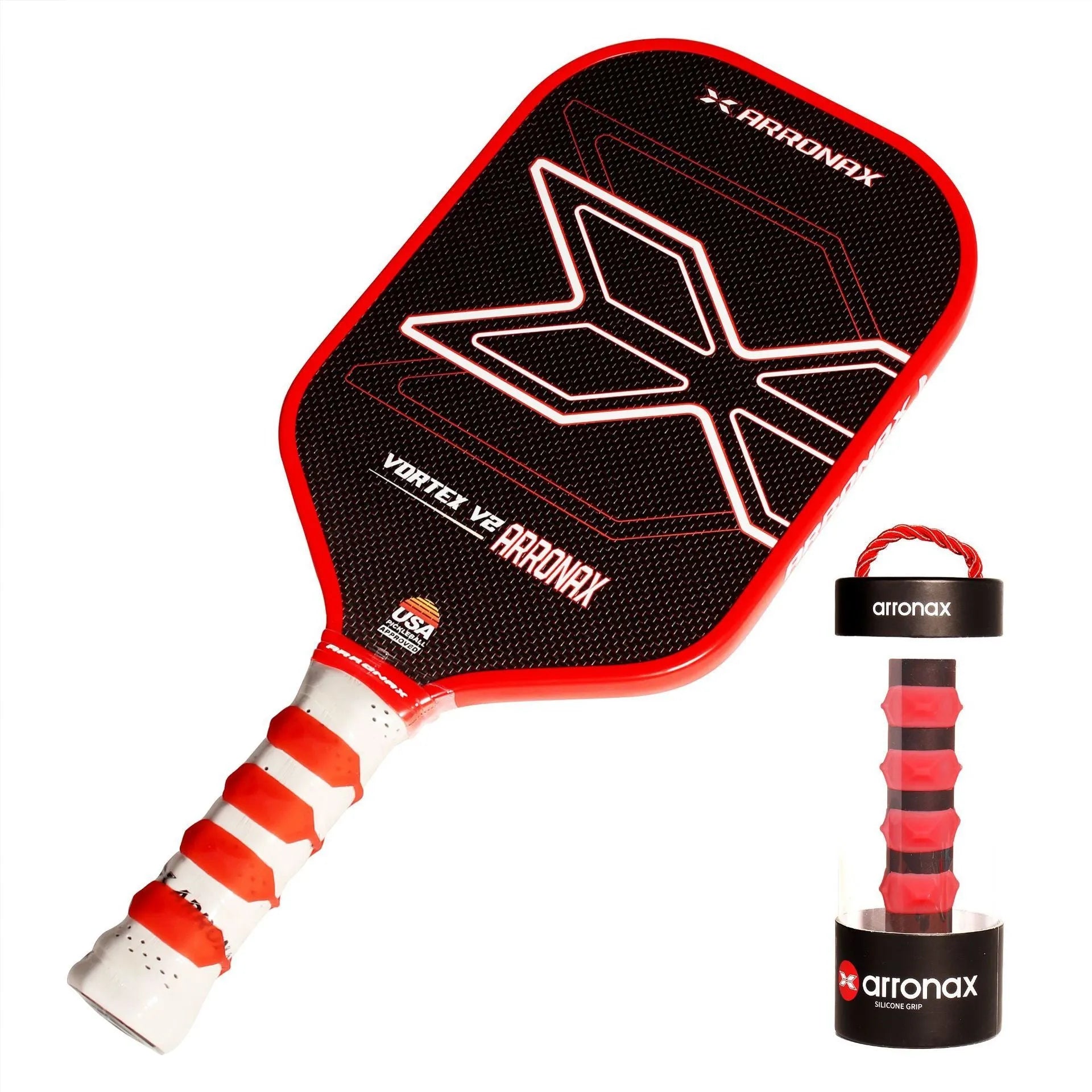 Silicone tennis racket hand rubber buckle in multiple colours on a black background