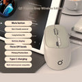 Compact mute wireless Bluetooth mouse in matcha green colour on a wooden desk