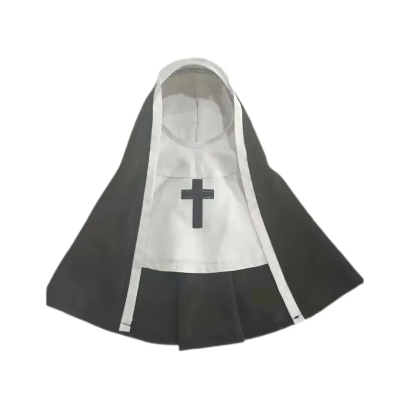 Black and white nun costume cloak for a small dog on Halloween