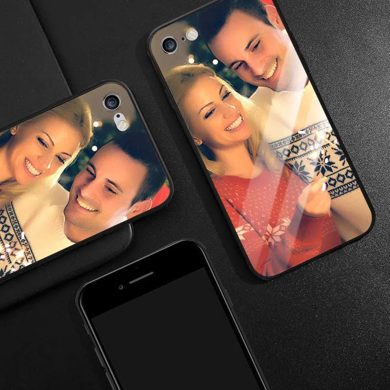 A slim, patterned iPhone case showing its raised edges around the camera and screen cutouts.