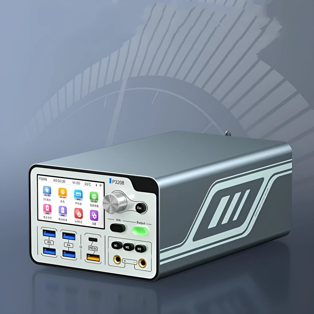 Smart 320W voltage regulator power meter with display screen and communication ports for device testing