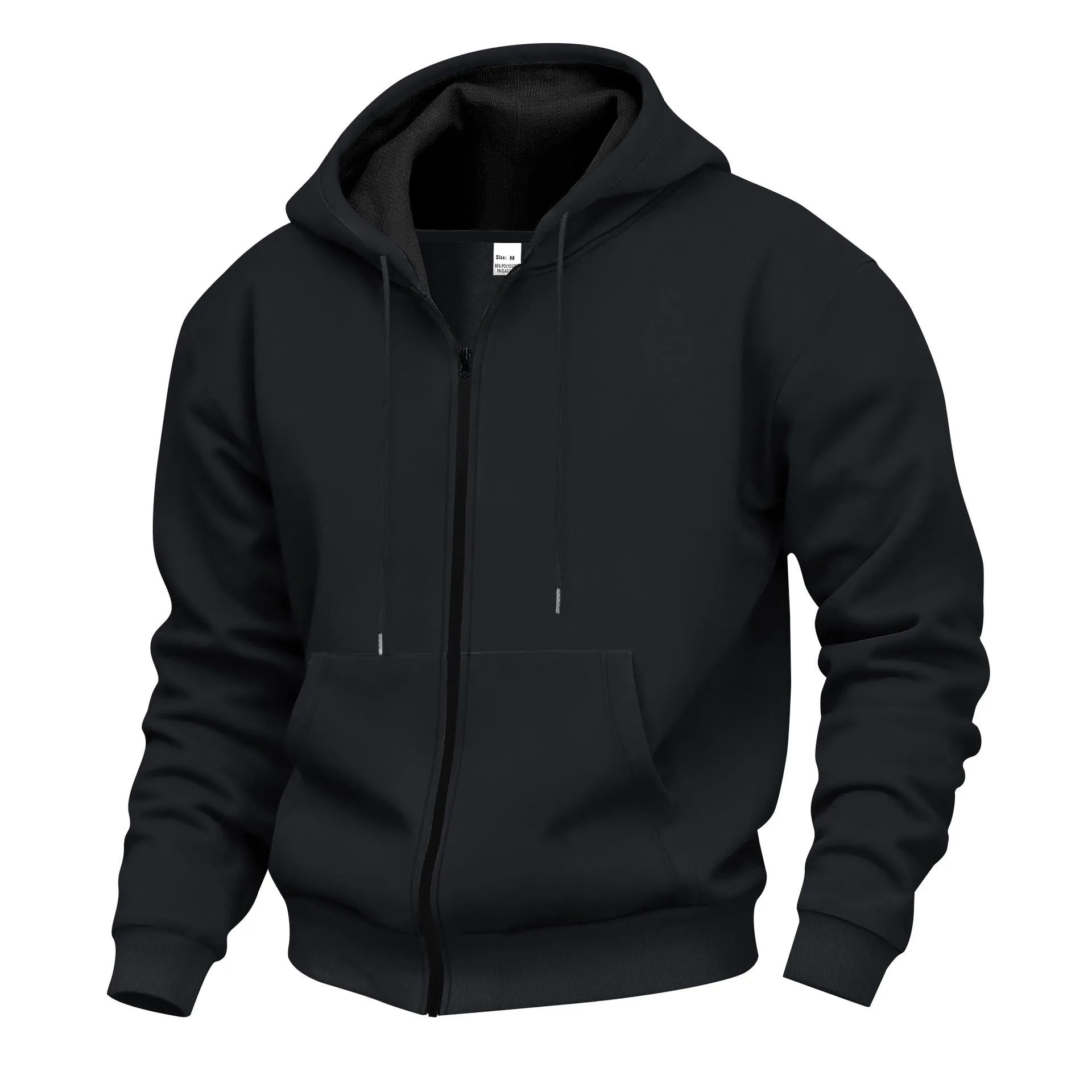 Men's velvet hooded zipper casual sweatshirt in light gray with wool lining and long sleeves