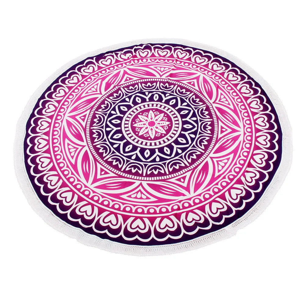 Round polyester bath towel with digital print, 150cm diameter, in style option 1