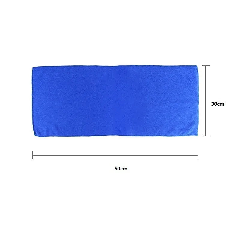 Blue thickened microfibre car cleaning towel weft knitted non-shedding for washing waxing polishing 30x60cm