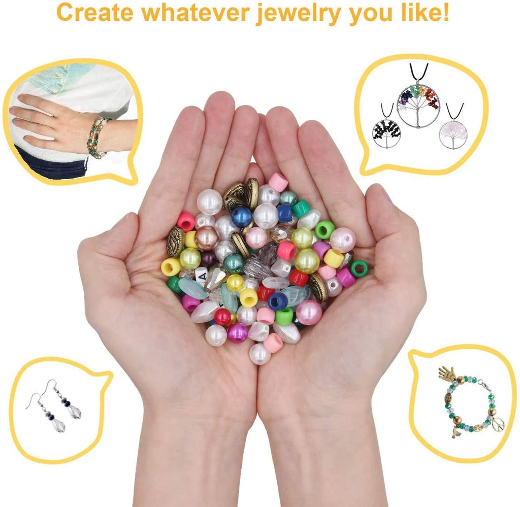 1171pcs crystal beads material set with 2mm glass seed beads in 24 colours and jewellery making tools