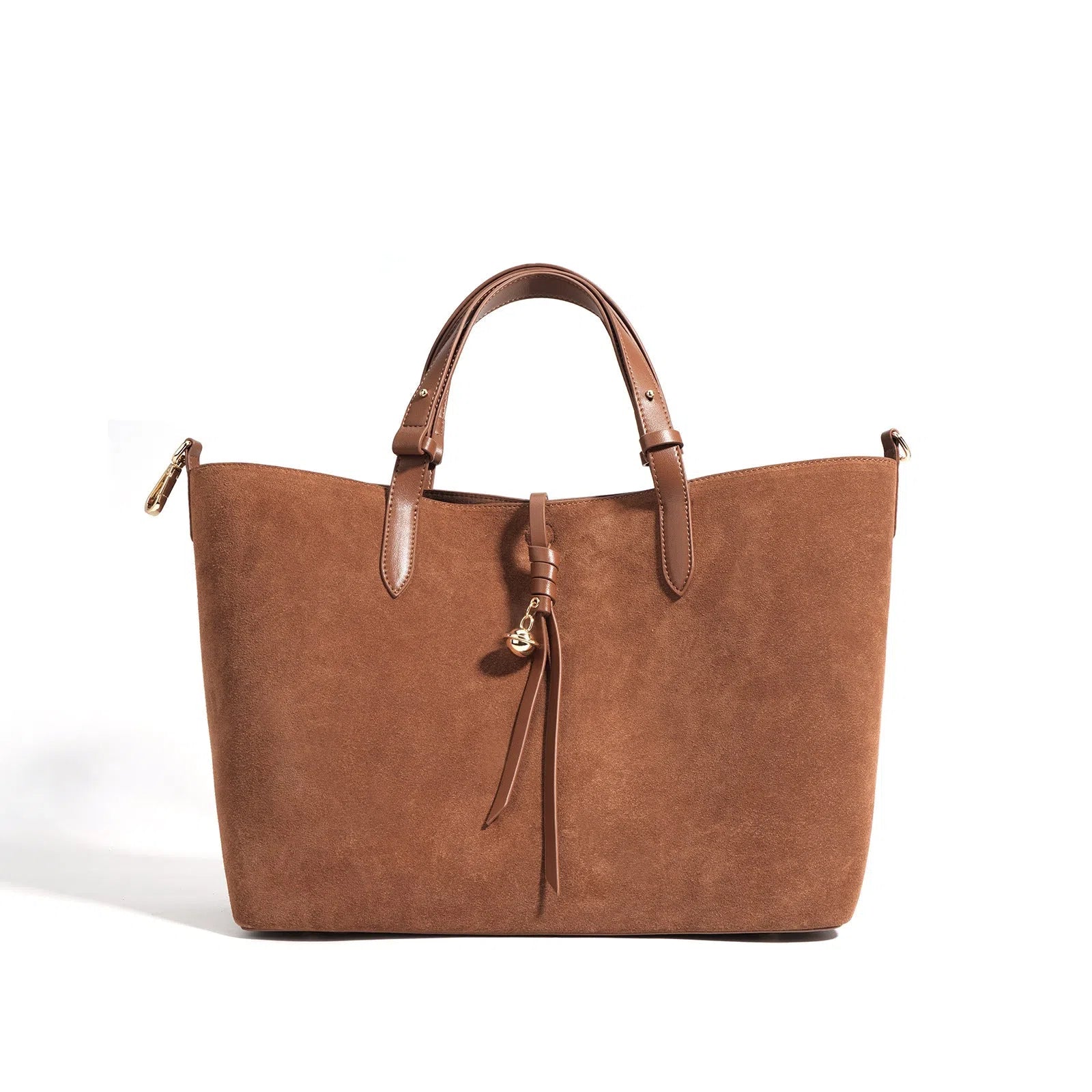 Maillard-style retro tote bag in olive green, bucket shape with cotton lining and outer pocket