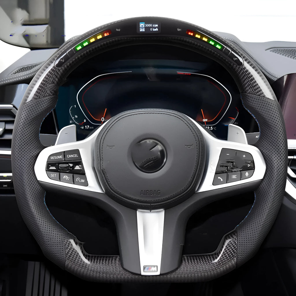 Black carbon fibre LED intelligent sports steering wheel for BMW X3 X5 models