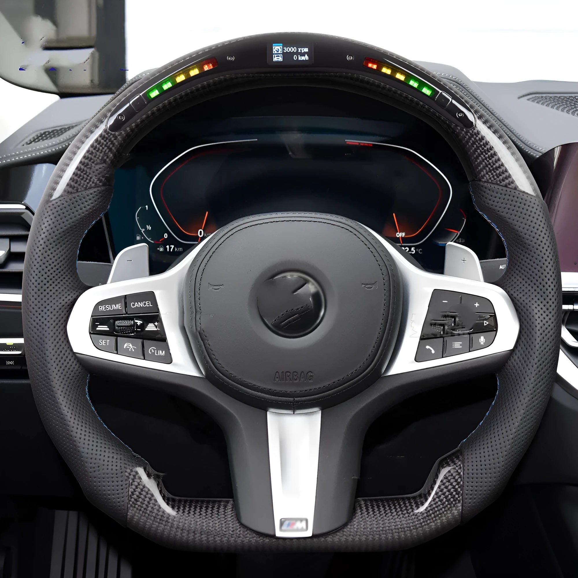 Black carbon fibre LED intelligent sports steering wheel for BMW X3 X5 models