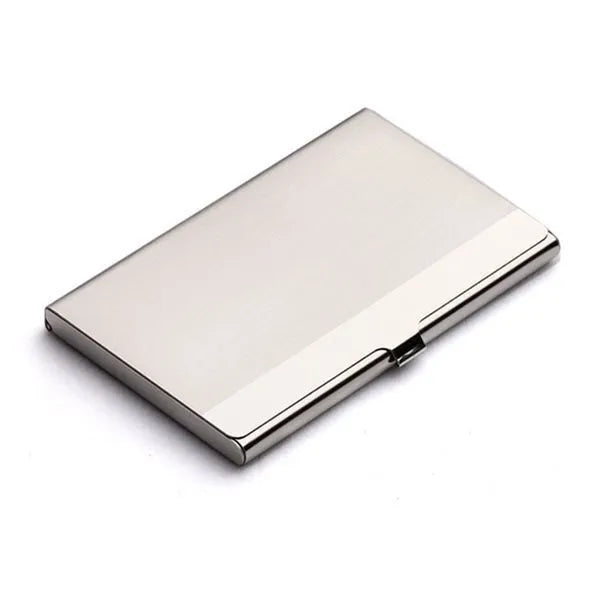 304 stainless steel business card case with middle mirror panel and geometric design