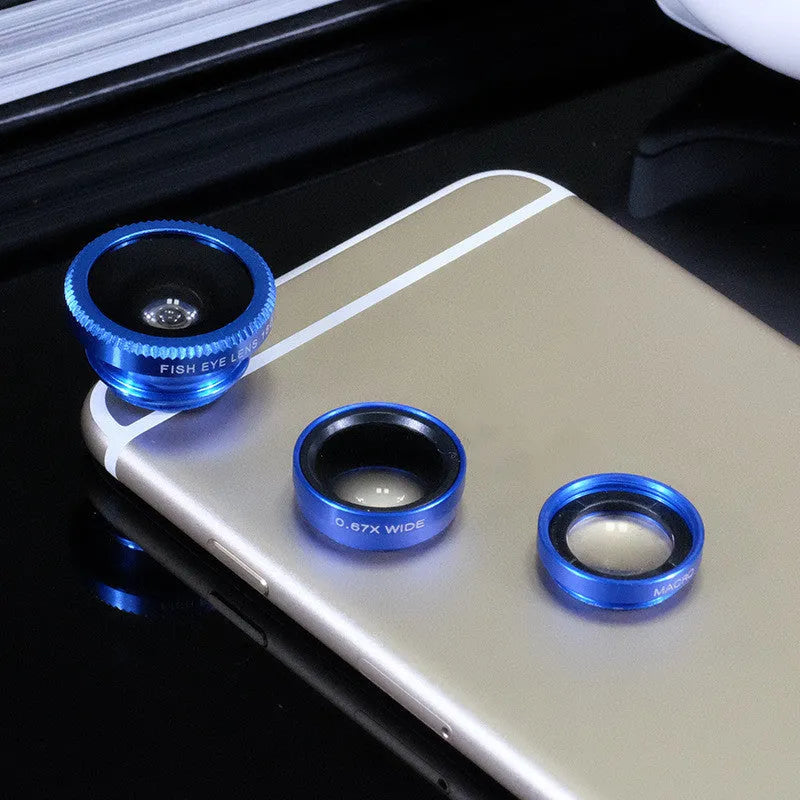 Mobile phone camera lens kit with fisheye and macro lenses for smartphone photography