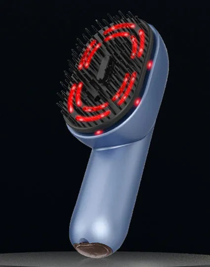 Atomised massage comb with three-speed vibration settings and USB Type-C charging port for scalp tension relief.
