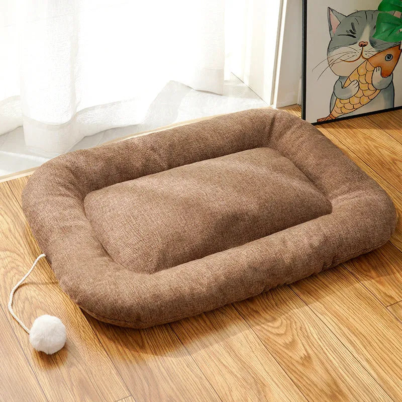 Brown removable cover pet cooling bed kennel for small-medium dogs and cats