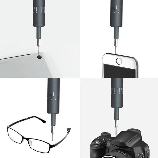 Black pen-type mini electric screwdriver with aluminium alloy body and micro USB charging port