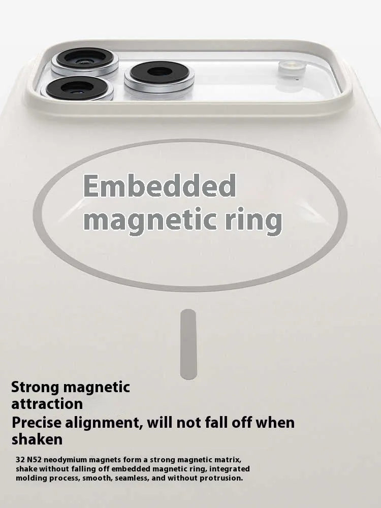 Frosted magnetic protective phone case for iPhone 17 series in matte finish showing camera button protection
