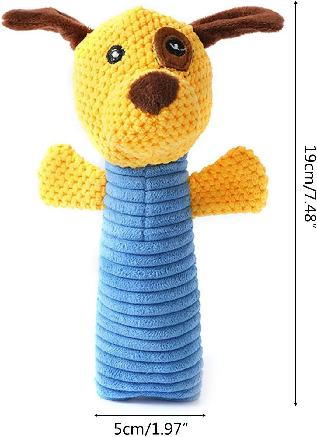 Soft plush dog chew toys in calf, frog and puppy designs with squeakers