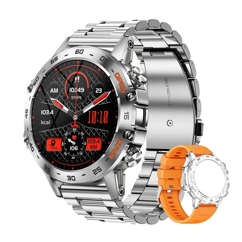 Bluetooth calling smart watch with health monitoring features on wrist showing IPS touch screen display
