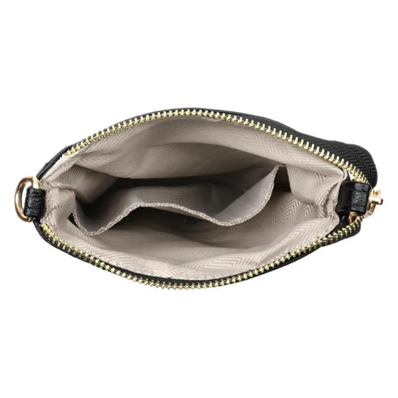 Square vertical shoulder messenger bag in stone pattern colour with file compartment visible